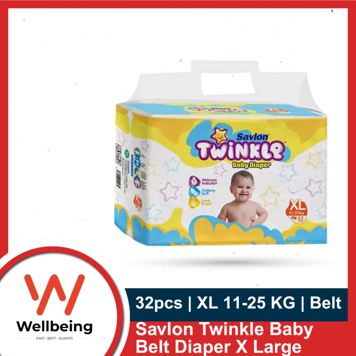 Savlon Twinkle Baby Belt Diaper Extra Large 11-25 KG 32pcs