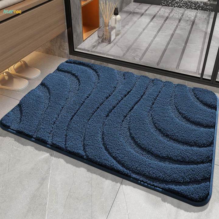Rug Wear Resistant Anti Slip Washable Bath Carpet Door Mat for 40cmx60cm Blue
