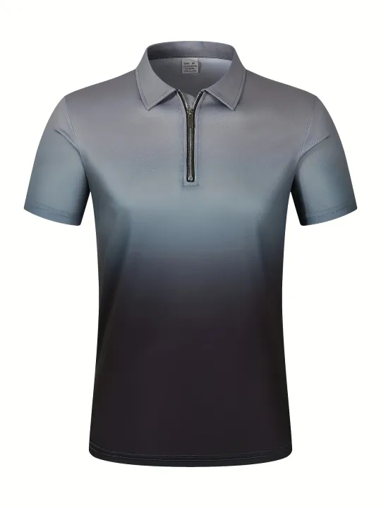 2024%20New%20Summer%20Men's%20Gradient%20Zipper%20T-shirt%20with%20Polo%20Collar,%20Extra%20Large%20Short%20sleeved%20Top,%203XL%20Retro%20Men's%20Casual%20T-shirt%20-%20Image%204