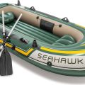 Intex Seahawk 3, 3-Person Inflatable Boat Set with Aluminium Oars and High Output Air Pump (Latest Model).