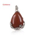 【Hannah Martin Store】Vintage Natural Quartz Teardrop Flower Gemstone Necklace Pendant Water Drop Pendants. 