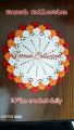 Unique Design Sun Flower 10"inc Crochet Doily Plate mat Round one piece.