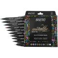 BRUSTRO Metallic Brush Pens Set of 10 Colors with Soft Brush Tip for Calligraphy Hand Lettering Colouring Scrapbooking and Card Making.