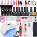 Nail Set Acrylic Nail Kit With LED Nail Lamp Dryer UV Gel Nail Polish Kit Manicure Art Tools Set Top Base Nail Drill Machine set FeeoiF. 