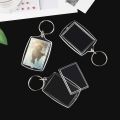 100Pcs Photo Keychain Rectangle Transparent Blank Acrylic Insert Photo Picture Frame Keyring Key Holder DIY Split Ring.