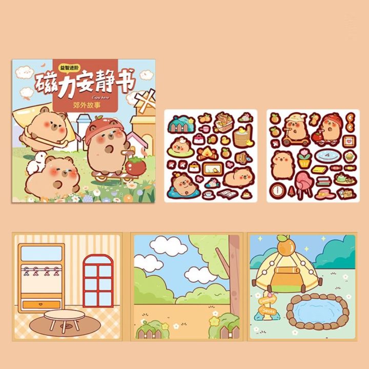 Cute%20Kawaii%20Capybara%20Toy%20Capybara%20Handmade%20Scene%20Sticker%20Book%20Repeatable%20Paste%20Cartoon%20Magnetic%20Quiet%20Book%20-%20Image%206
