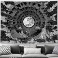 NEW Moon Tapestry Star Tapestries Black and White Tapestry Wall Hanging, Dark Psychedelic Clouds Mountain Aesthetic Wall.