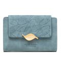 New Women Nubuck leather Leaf Medium Design Wallet Female Coin Purse Purse High Capacity Card Holders Wallets. 