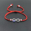 BPPCCR Cubic Zirconia Digital 8 Infinity Lucky Red Rope Thread String Charm Bracelets For Women Evil eye Pulseira Lovers Gifts. 