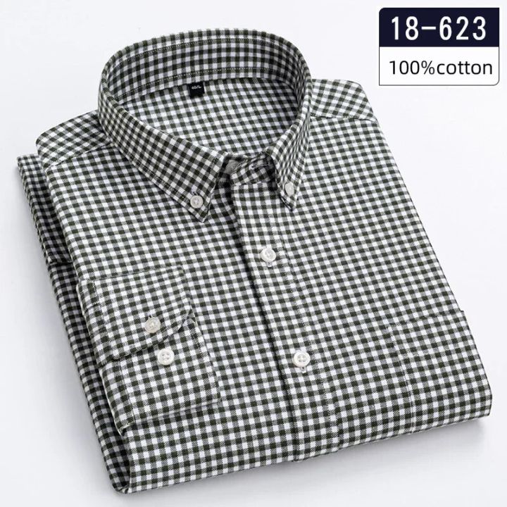 Luxury%20hight-qulity100%25%20Cotton%20Full%20plain%20shirt%20slim%20fit%20formal%20shirts%20for%20men%20soft%20plaid%20tops%20sligle%20pocket%20Office%20clothes%20-%20Image%203
