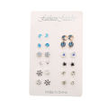 12 Pairs Korean Fashion Stud Earrings -Women Teens Girls Flower Snowflake Star Moon Trendy Earrings- Daily Fashion Jewelry. 