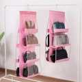 6 Pockets Clear Hanging Purse Handbag Storage Organizer Closet Rack.