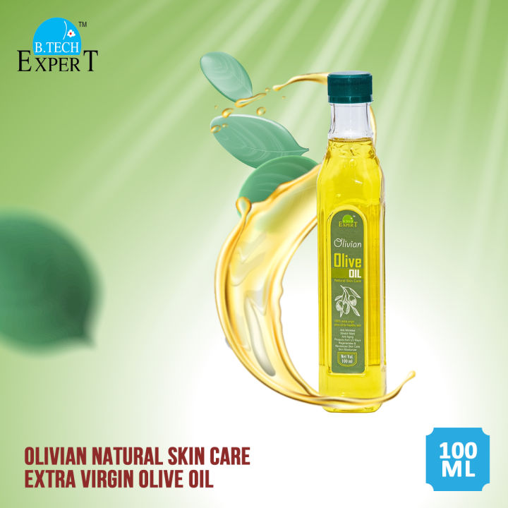 B.Tech ExperT Extra Virgin Premium Olive Oil 100ml for Natural Skin Care, Soothing / Sun Protection