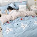 Pure washed cotton bedding four-piece quilt cover quilt cover student dormitory bed sheet three-piece set wholesale live broadcast delivery. 