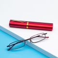 Fold Reading Glasses Metal Frame Ultra-light Men Women Reading Glasses Portable Mini Reading Presbyopia Eyeglasses With Box.