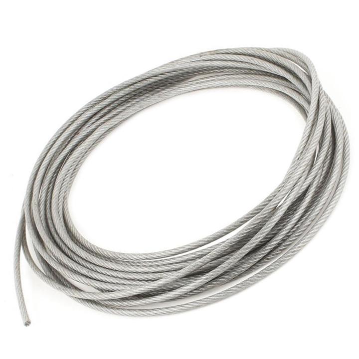 2X 5mm Dia Steel PVC Coated, Flexible Wire Rope Cable 10 Meters Transparent +