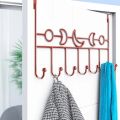 7 Hooks Hanging Door Hanger Metal Bracket Removable Storage Rack Simple Style Home White Wall Decoration.