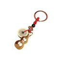 Brass hollow gourd keychain, cinnabar bottle on the lid copper gourd five emperor money key pendant factory direct supply.