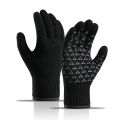 Direct Supply Men's Knitted Gloves Autumn and Winter Warm Double-Layer Fleece-Lined Thickened Mountain Climbing Biking Touch Screen Gloves. 