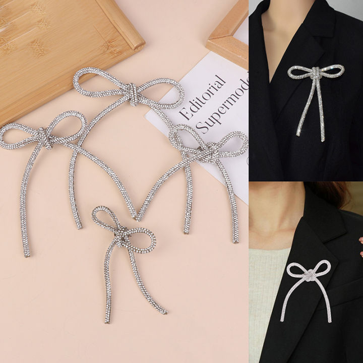 Rhinestone Bowknot Brooches Blazer Diamond-encrusted Butterfly Knot Pin Brooch WANNA