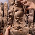 Agarwood Maitreya Ornaments Wood Carving Crafts Rosewood Ornaments Office Feng Shui Gift White Kyara Cabinet Decoration. 