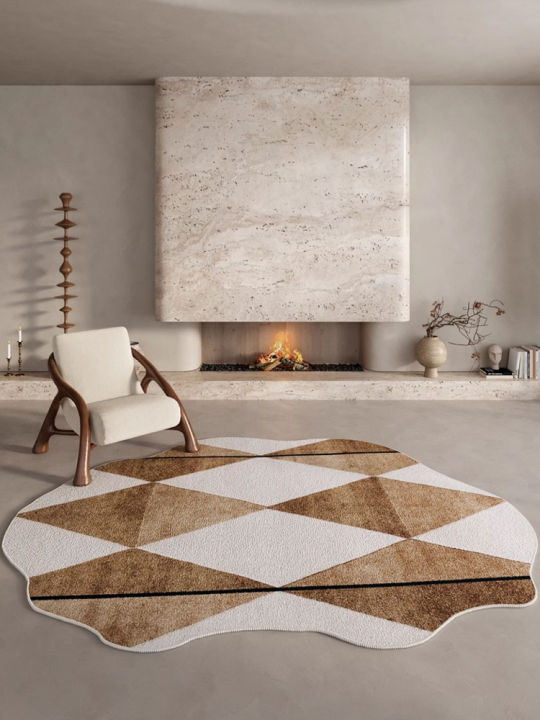 Irregular Living Room Large Area Carpet Modern Minimalist Bedroom Carpet Beige Brown Geometric Pattern Rugs Non-slip Balcony Rug