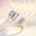 Men's Ring Platinum Imitation Big Diamond 1/2 Carat Men's Ring Domineering Men's Imitation White Gold Diamond Ring Wholesale.