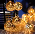 Home Decoration Light Led- Golden, Fairy Metal Golden 20pcs Ball , Golden Fairy String Lights Christmas, Eid, birthday, Wedding Festival Party LED Decoration Lights - fairy lights for room decoration.