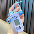 On psp nostalgic Internet celebrity creative retro game console keychain Tetris palm girl's heart schoolbag pendant. 