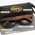 HdHues, Classic Trendy Square Polarized Sunglasses, With Walnut Wooden Temples, For Men Women Outdoor Sports Driving Fishing Cycling Supply Photo Prop. 