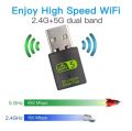 600Mbps Dual Band WiFi + Bluetooth Adapter For Windows PC/Laptop- (Driver Free Version, WiFi Hotspot Supported, 2.4GHz + 5GHz). 