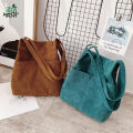 Trendy Top Handle With Outside Pocket Maroon Color Corduroy Tote Bag Shopping Bag/College/University Bag,Tote Bag.