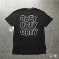 OBEY Trend Collaboration Logo Print Short Sleeve T-Shirt Loose Tee Male and Female Couple Plus Size Cotton Trend Casual T-Shirt. 