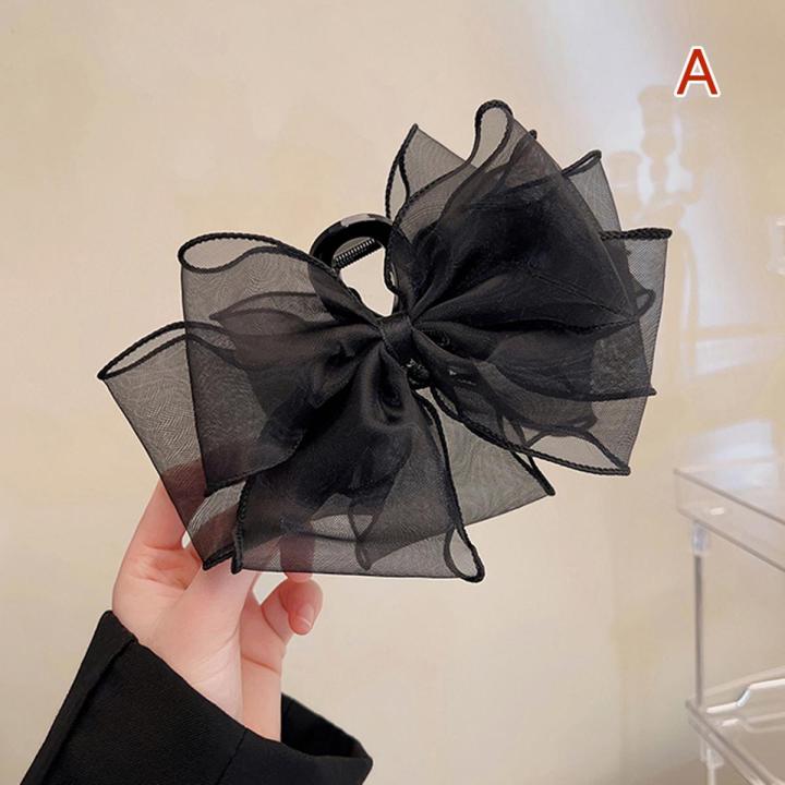Fashion Tulle Big Bow Hair Claw Clips for Women Elegant Bowknot Hairpin Ponytail Clip Sweet Headdress Hair Accessories Yao Store
