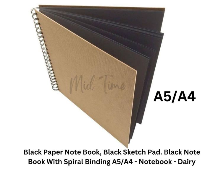 Black Paper Note Book, Black Sketch Pad. Black Note Book With Spiral ...