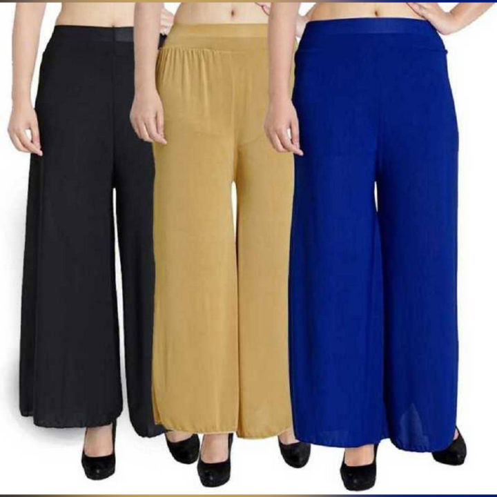 Women Stylish Linen Palazzo For Woman 3Pcs  Pack