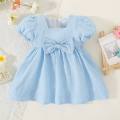 Baby Girl Dress Square Neck Cotton Plain Color Princess Dress Newborn Baby Summer Bow Dress Girl Clothing. 