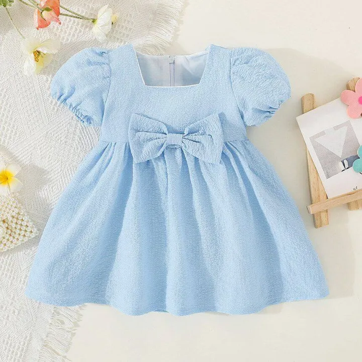 Baby%20Girl%20Dress%20Square%20Neck%20Cotton%20Plain%20Color%20Princess%20Dress%20Newborn%20Baby%20Summer%20Bow%20Dress%20Girl%20Clothing%20-%20Image%202