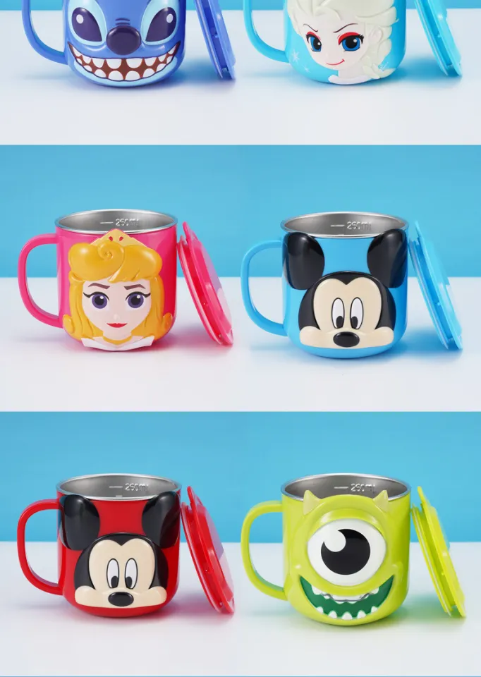 260ml Stainless Steel Disney Mugs for Kids Cute Cartoon Princess