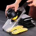 Adjustable Manual Fruit Slicer Fruit V Slicer Vegetable Julienne Cutter Lemon Slicing Tool With 4 Blade Kitchen Tool-Black.
