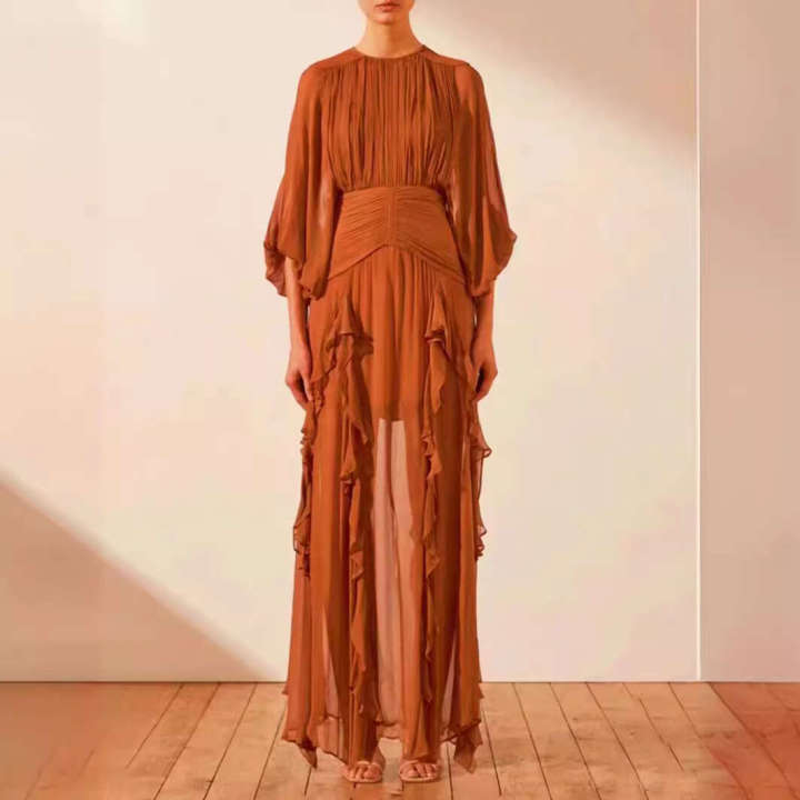 Thirteen%20Rows%202024%20Australian%20niche%20new%20long%20sleeved%20pleated%20backless%20versatile%20holiday%20dress%20for%20women%20-%20Image%204