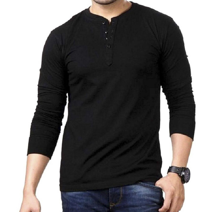 Embrace Boldness with our Black Full Sleeve T-shirt- Durable and Easy to Maintain - Shirt for MenA Versatile and Trendy Addition to Your Wardrobe