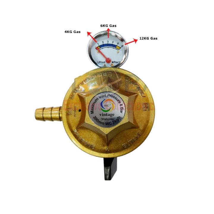 LPG (22mm) Gas Regulator with Meter Display - Ensure Safe Gas Supply with a Regulator Featuring a Meter