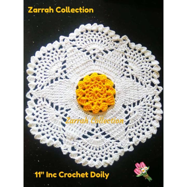Awesome%20Designed%20Doily%20Handmade%20Crochet%20100%25%20Plate%20Mat%20Round%2011+Inc%20-%20Image%202