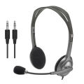 Logitech H110 Wired Headset, Stereo Headphones with Noise-Cancelling Microphone, 3.5-mm Dual Audio Jack, PC/Laptop - Black. 