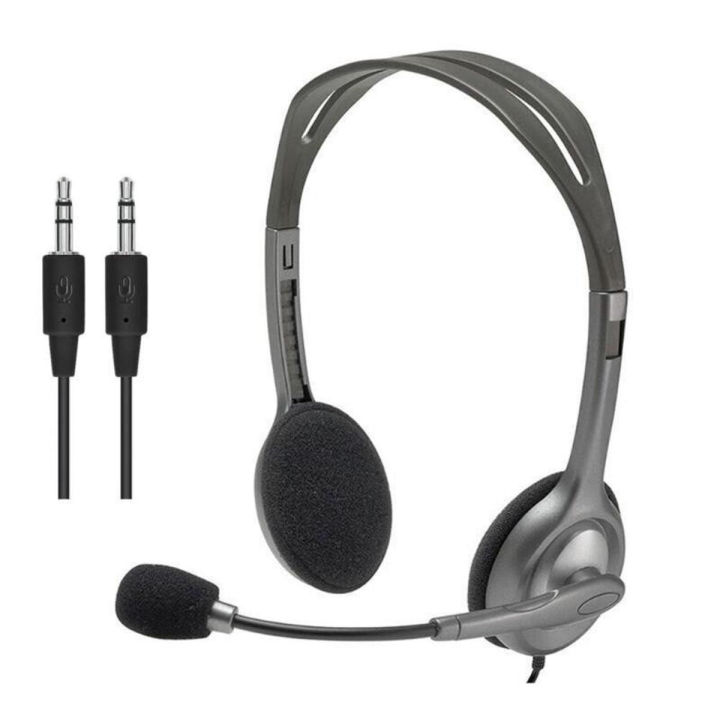 Logitech H110 Wired Headset, Stereo Headphones with Noise-Cancelling Microphone, 3.5-mm Dual Audio Jack, PC/Laptop - Black