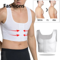Fashions Men Chest Binder Gynecomastia Compression Vest for Post Surgery Breathable Buckle Underwear Tank Top Breast Reduction Shapewear.