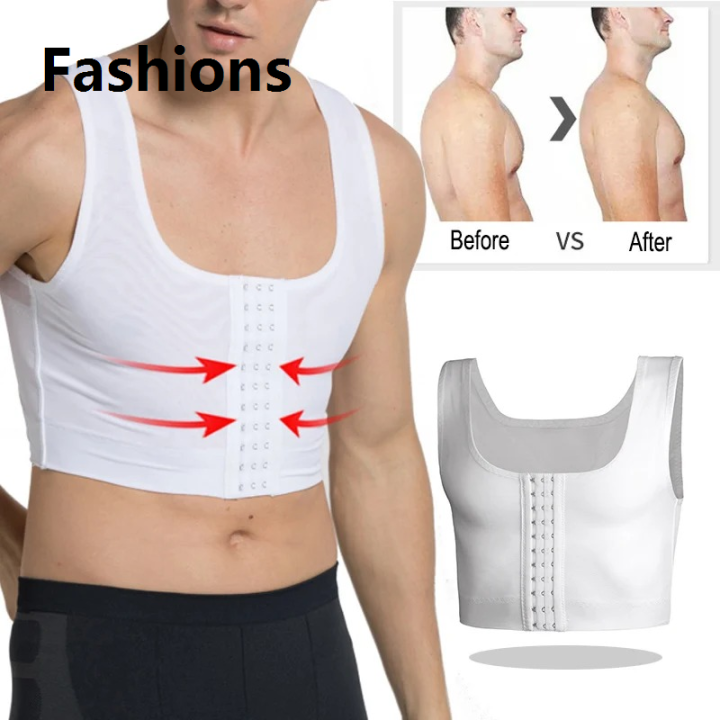 Fashions Men Chest Binder Gynecomastia Compression Vest for Post Surgery Breathable Buckle Underwear Tank Top Breast Reduction Shapewear