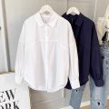 Autumn Korean Style Fashionable Drop-Shoulder Loose Cotton Shirt Women's Long Sleeve Versatile Slimming Casual Shirt Top Fashion. 