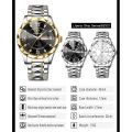DGSenpi Classic Business Men Quartz Watch Diamond Dail Dual Calendar Watch Luminous Pointer Watch Steel Band Men Wrist Watch Waterproof.